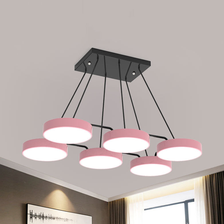 Acrylic Round Shade Chandelier Macaron Stylish Pendant Light for Nursing Room Bedroom