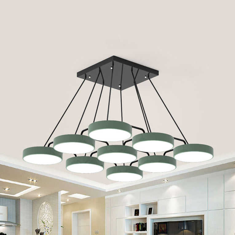 Acrylic Round Shade Chandelier Macaron Stylish Pendant Light for Nursing Room Bedroom