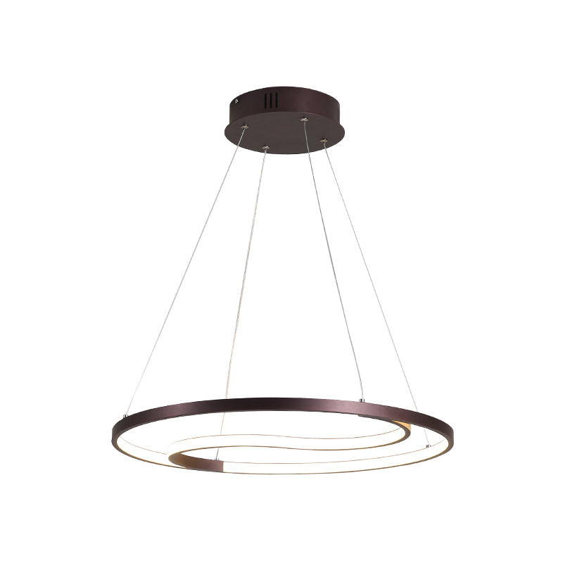 Moderne ring hangende lamp eigentijdse metalen led koffie plafond kroonluchter in warm/wit licht, 23,5 "/30" w