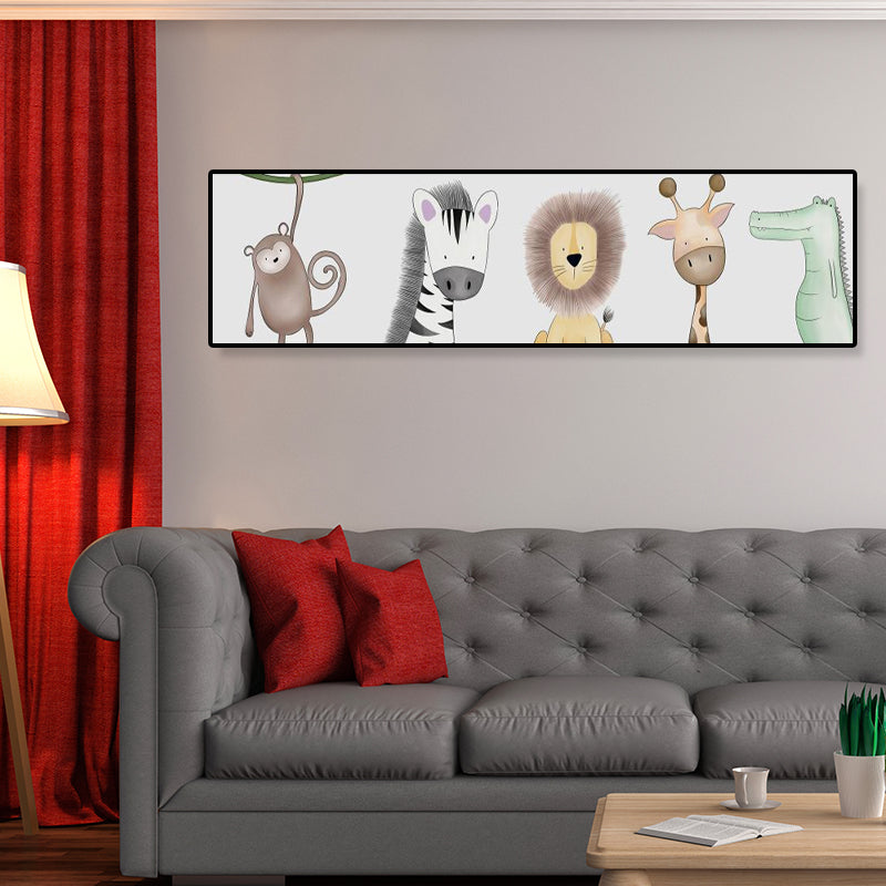 Dessin d'animaux sur toile, couleur Pastel, décoration murale de dessin animé pour chambre d'enfant