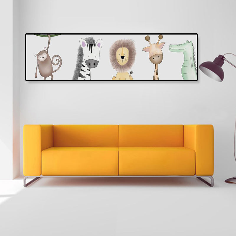Dessin d'animaux sur toile, couleur Pastel, décoration murale de dessin animé pour chambre d'enfant