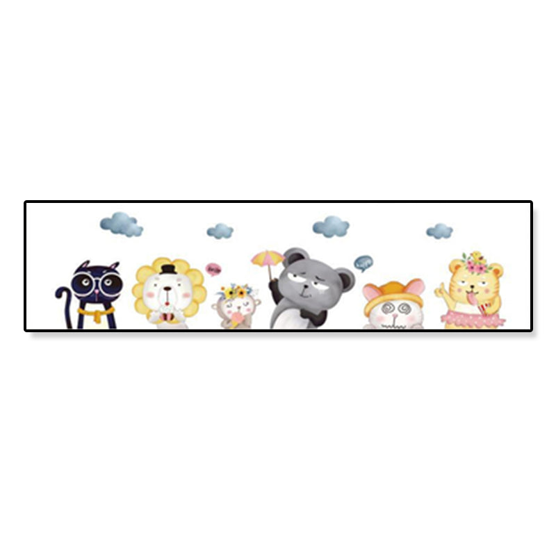 Dessin d'animaux sur toile, couleur Pastel, décoration murale de dessin animé pour chambre d'enfant