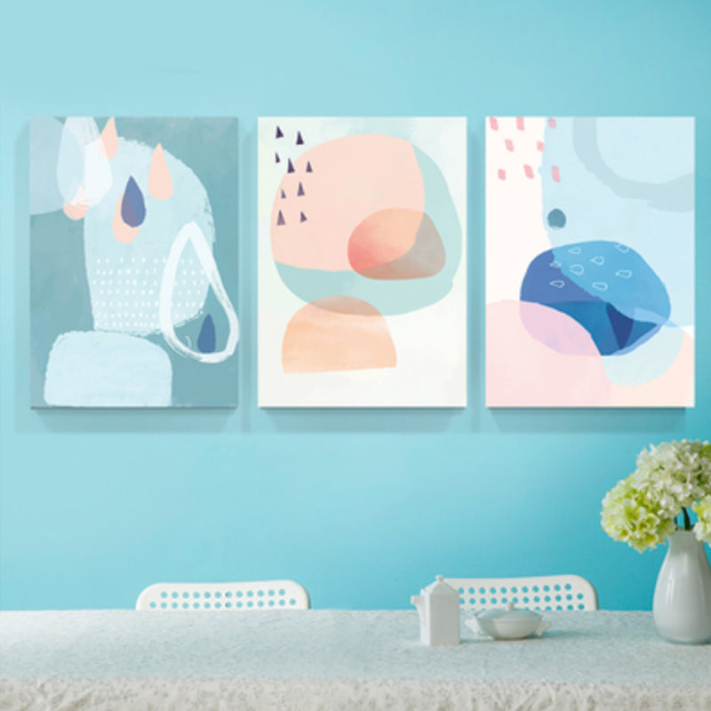 Ensemble d'art mural gouttes de pluie, motif abstrait nordique, impression sur toile de couleur pastel pour la décoration