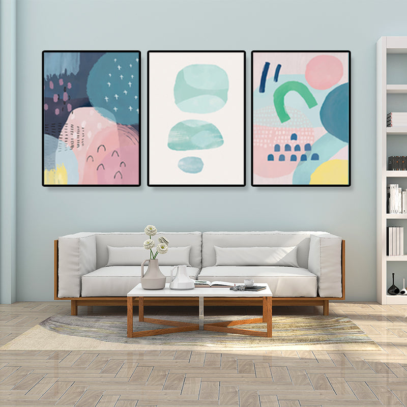 Ensemble d'art mural gouttes de pluie, motif abstrait nordique, impression sur toile de couleur pastel pour la décoration