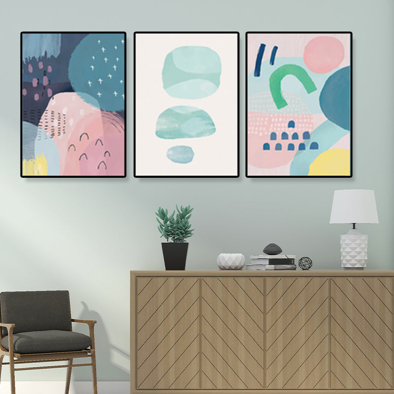 Ensemble d'art mural gouttes de pluie, motif abstrait nordique, impression sur toile de couleur pastel pour la décoration