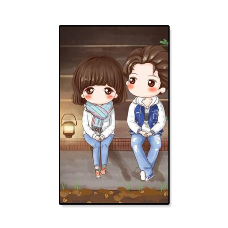 Cartoon Young Girl Art Print Soft Color Figure Drawing Canvas for Bedroom, Multiple Sizes