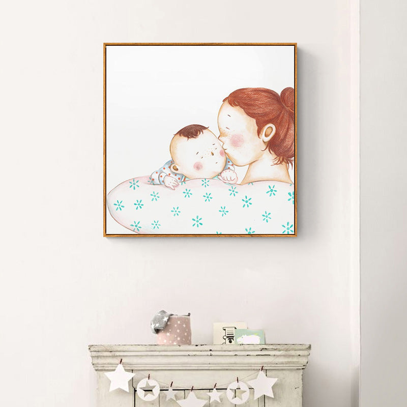 Textured Pastel Wall Art Kids Style Illustration Infant Canvas Print for Nursery