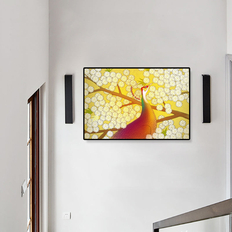 Oosterse tekening print dier canvas kunst veelkleurige gastenkamer wanddecoratie, getextureerd