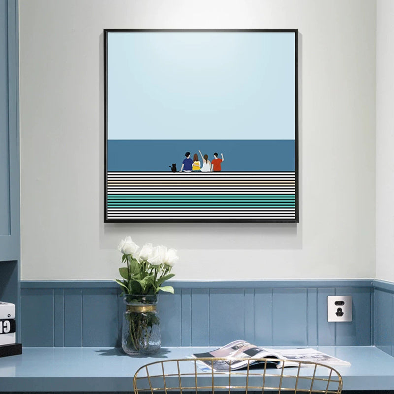 Nordic Canvas Wall Art Lichte Kleur Geïllustreerde Figuur Muur Decor voor Meisjes Slaapkamer