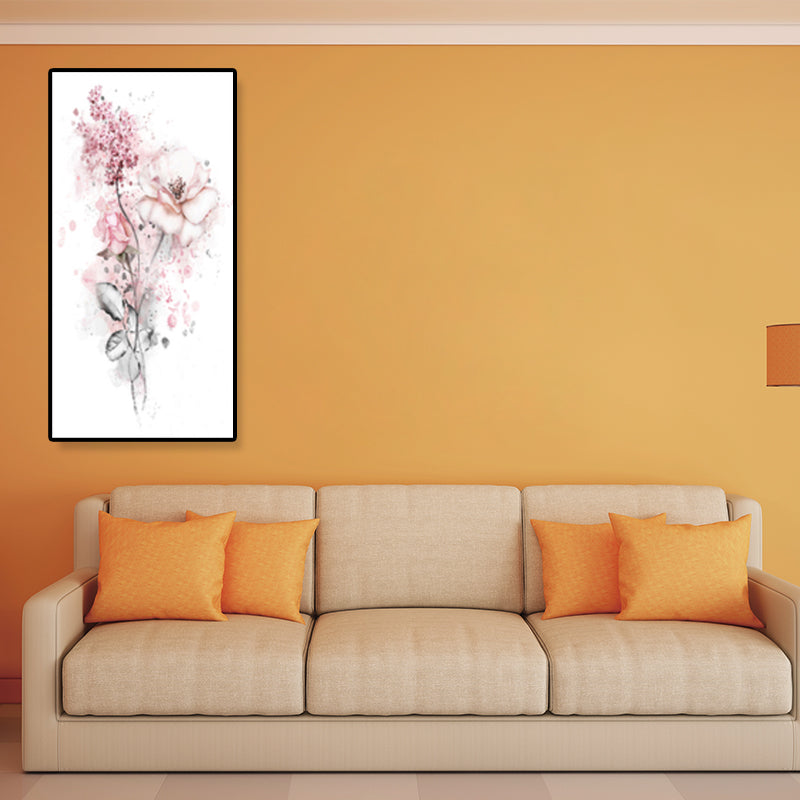 Pink Blossoming Flower Art Print Textured French Country Foyer Wall Decor, Multiple Sizes