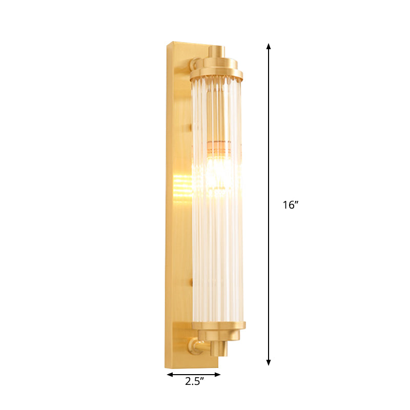 Cylinder Living Room Wall Light Fixture Clear Crystal Pipes LED Contemporary Wall Lighting