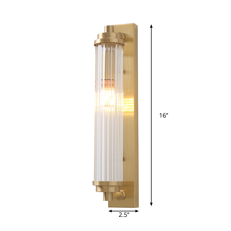 Cylinder Living Room Wall Light Fixture Clear Crystal Pipes LED Contemporary Wall Lighting