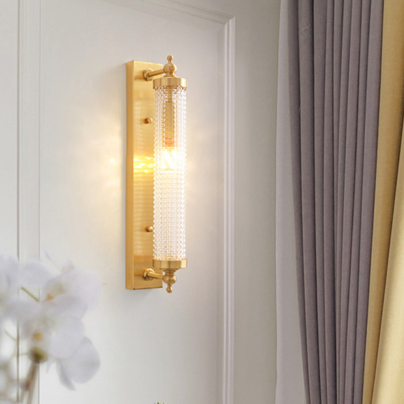 Cylinder Living Room Wall Light Fixture Clear Crystal Pipes LED Contemporary Wall Lighting