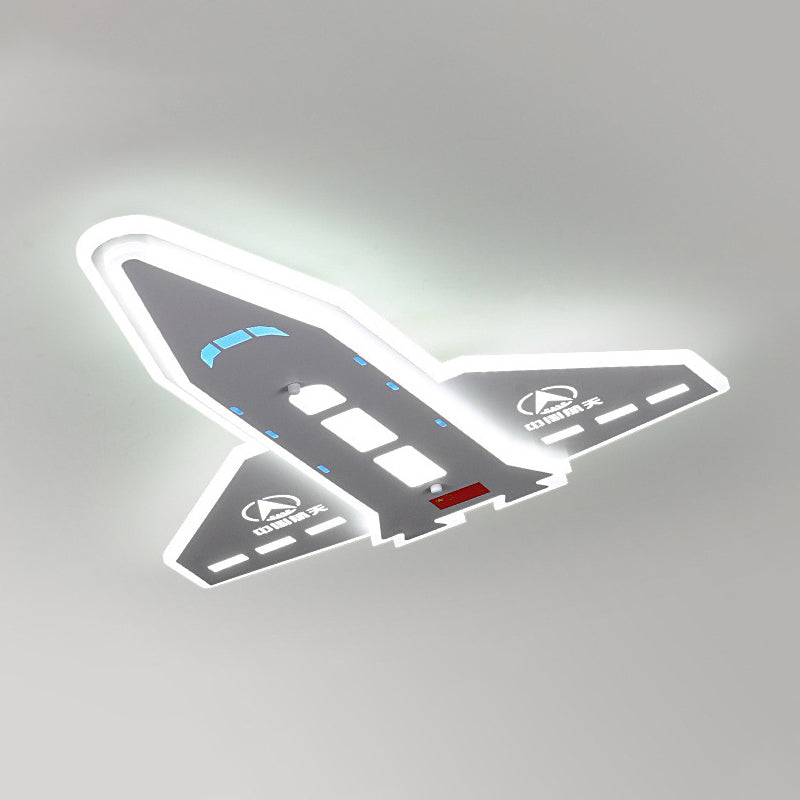 White 3D Aeroplane Design Flush Light Fixture Contemporary Metallic LED Flush Mount Lamp for Kid Room
