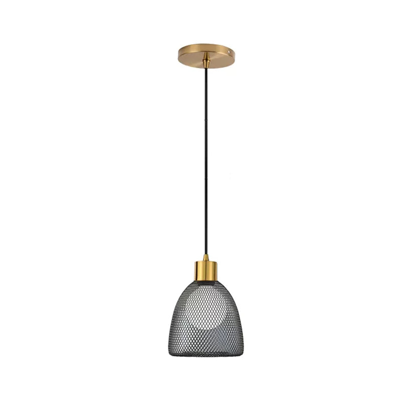 Metallic Bell Hanging Light Fixture Modernist 1 Bulb Black/White Pendant Lighting for Dining Room