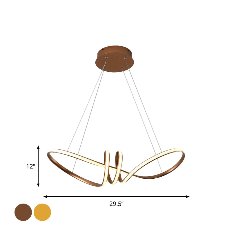 Lampada a ciondolo a LED minimale Gold/caffè a 8 a forma di a 8 a forma di tonalità acrilica, luce calda/bianca