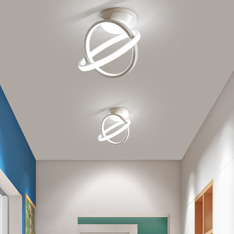 Crossed Circle Metallic Flush Mount Lamp Minimalist Black/White LED Ceiling Flush in Warm/White Light