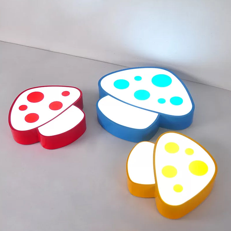 Mushroom Baby Room Flush Mount Light Acrylic LED Kids Close to Ceiling Lamp in Blue/Red/Yellow