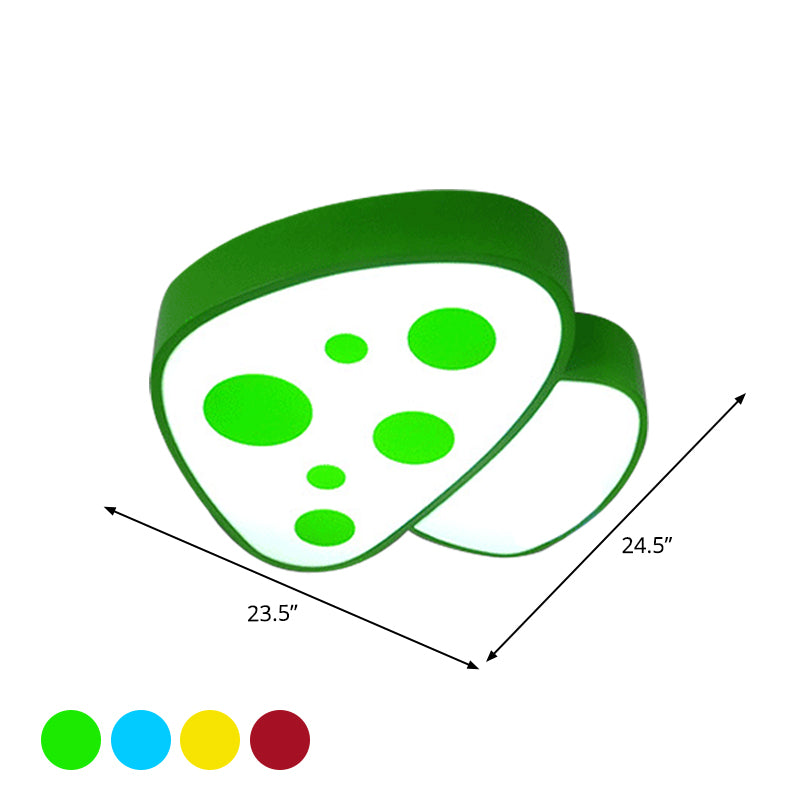 Mushroom Baby Room Flush Mount Light Acrylic LED Kids Close to Ceiling Lamp in Blue/Red/Yellow