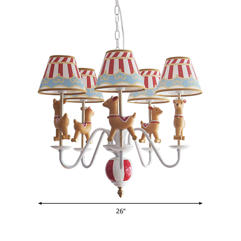 Cartoon Round-go-merry Chandelier Metal 5 Lights Hanging Light for Kindergarten