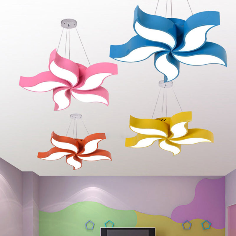 Bauhinia Like Chandelier Light Macaroon acrylique LED Yellow Suspension Éclairage