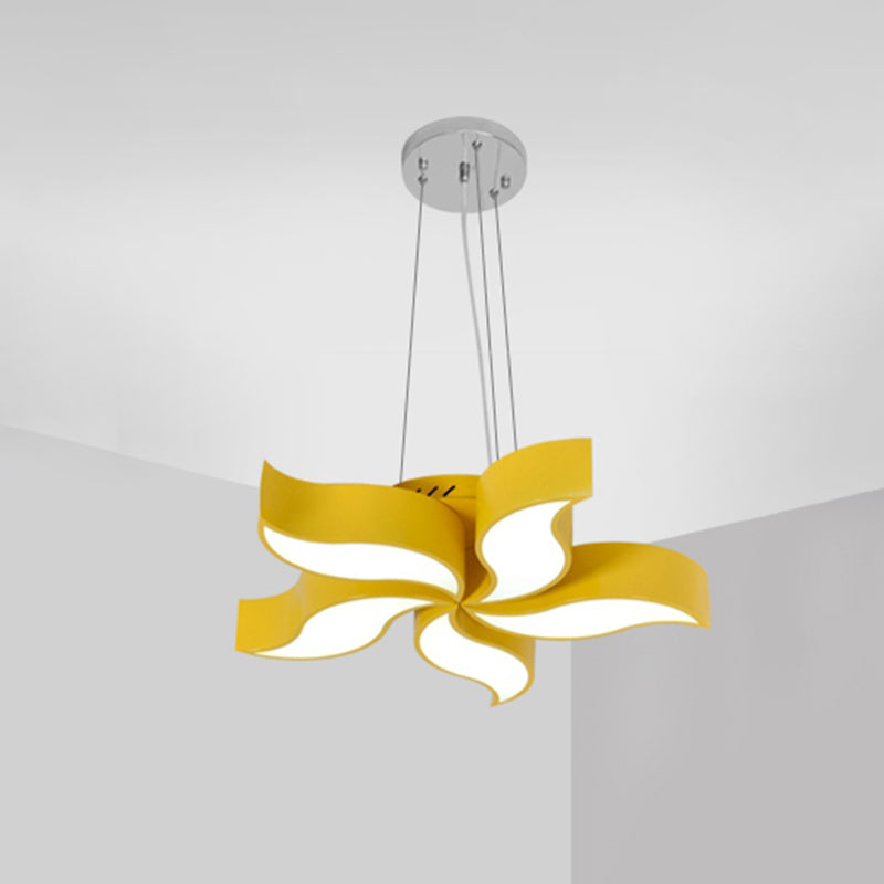 Bauhinia Like Chandelier Light Macaroon acrylique LED Yellow Suspension Éclairage
