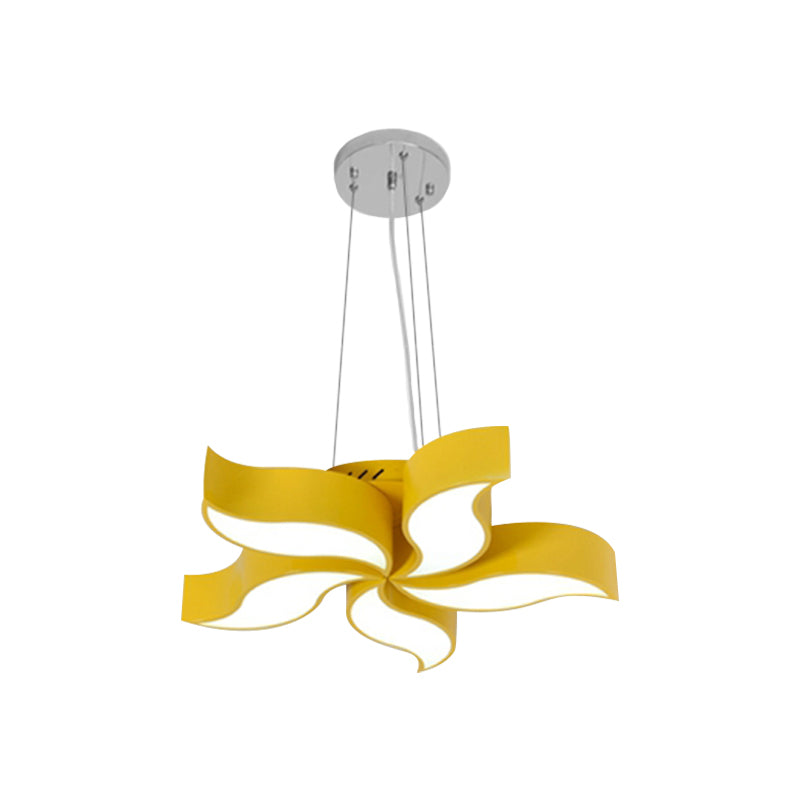 Bauhinia Like Chandelier Light Macaroon acrylique LED Yellow Suspension Éclairage