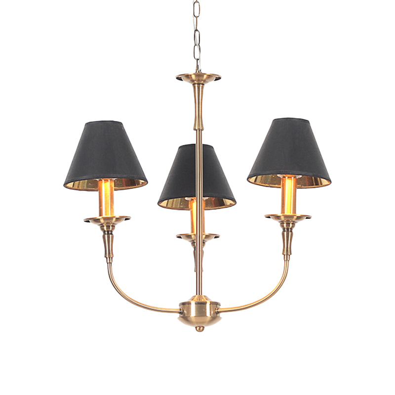 Fabric Tapered Chandelier Pendant Contemporary 3/4/6 Heads Black and Gold Hanging Ceiling Light