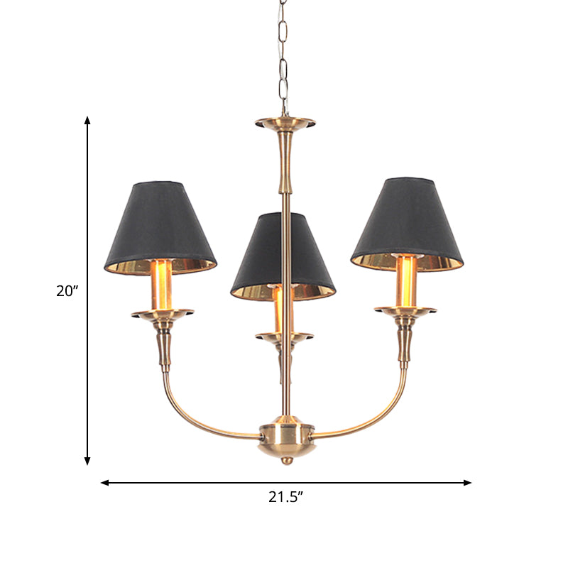 Fabric Tapered Chandelier Pendant Contemporary 3/4/6 Heads Black and Gold Hanging Ceiling Light