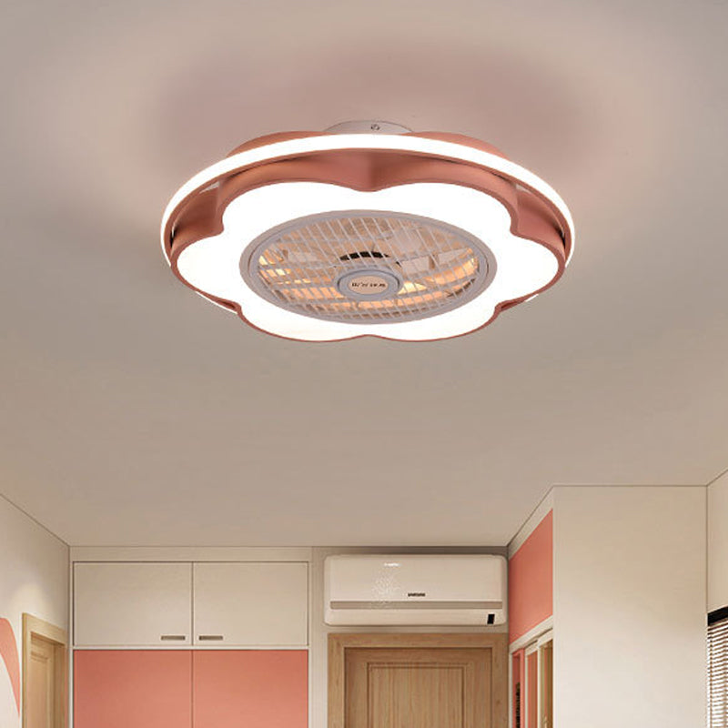 MODERNAL MOTALLISME MÉTALLIQUE DE 28 "LEDTHER LED PADIR LAMPE FAN PRODUCE FAN en noir / rose / bleu