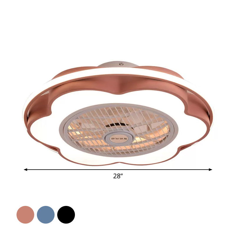 MODERNAL MOTALLISME MÉTALLIQUE DE 28 "LEDTHER LED PADIR LAMPE FAN PRODUCE FAN en noir / rose / bleu