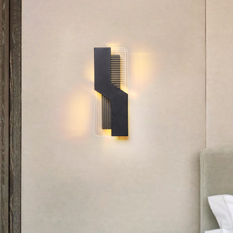 Black/White Curved Wall Mount Light Nordic LED Metal Sconce Lamp in Warm/White Light for Bedside