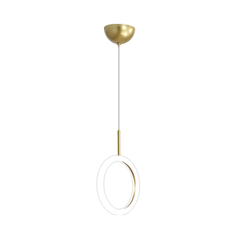 Halo Ring Restaurant Down Lighting Acrylic 8"/11" Dia LED Minimalism Ceiling Pendant in Gold, Warm/White Light
