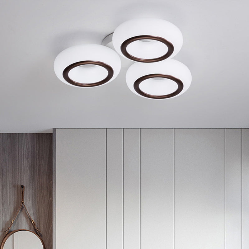Acrylic Doughnut Ceiling Flush Light Modernist 3/6-Head White LED Flush Mount Light Fixture