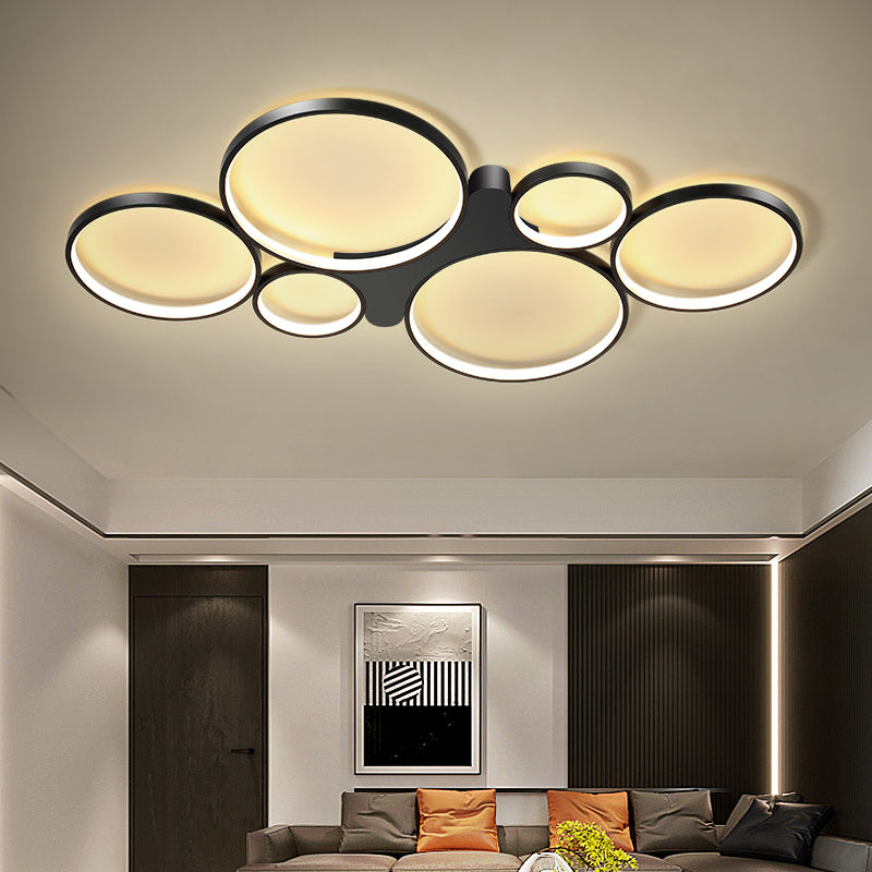 Ronde/vierkante woonkamerplafondlamp Metaal 6-lichts eigentijds inbouw in zwart/goud, warm/wit licht