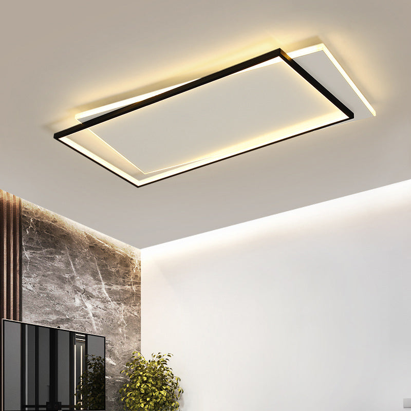 Iluminación de techo LED negra acrílica Simplicity de montaje empotrado doble redondo/cuadrado/rectangular en luz cálida/blanca