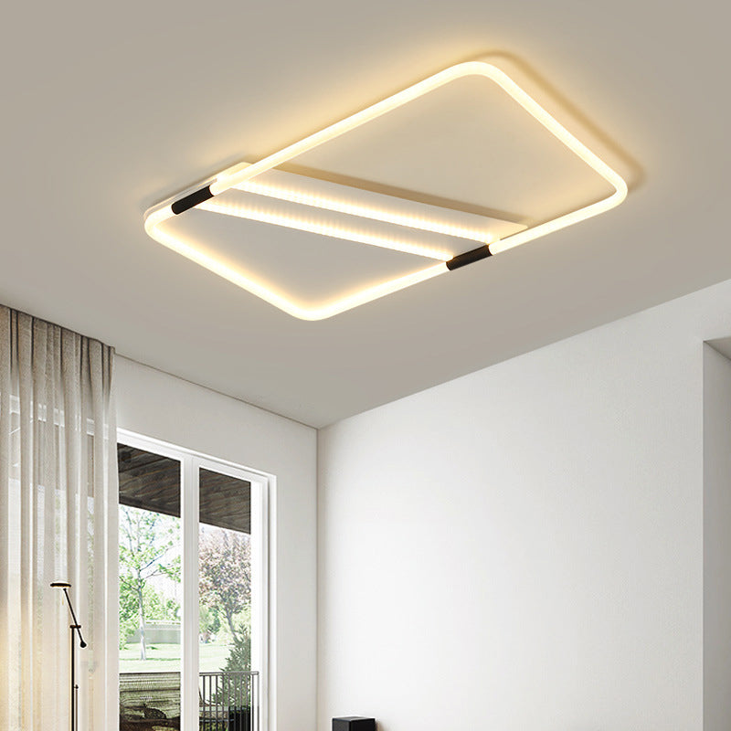 Simple LED Ceiling Flush Light White Rectangle/Round/Square Flushmount Lighting with Acrylic Shade in Warm/White Light