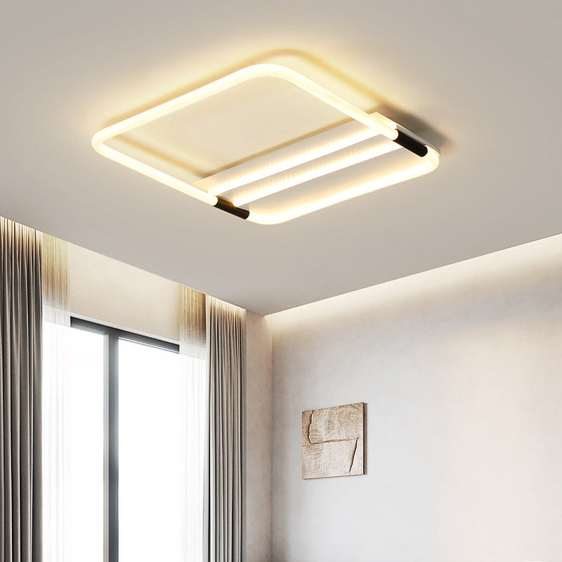 Simple LED Ceiling Flush Light White Rectangle/Round/Square Flushmount Lighting with Acrylic Shade in Warm/White Light