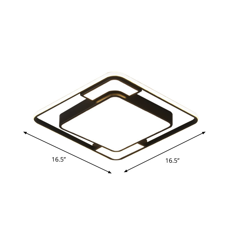 Acrilico Square / Rectangular Ceiling Light Modern Black LED Flush Mount in Warm / White/3 Color Light for Living Room