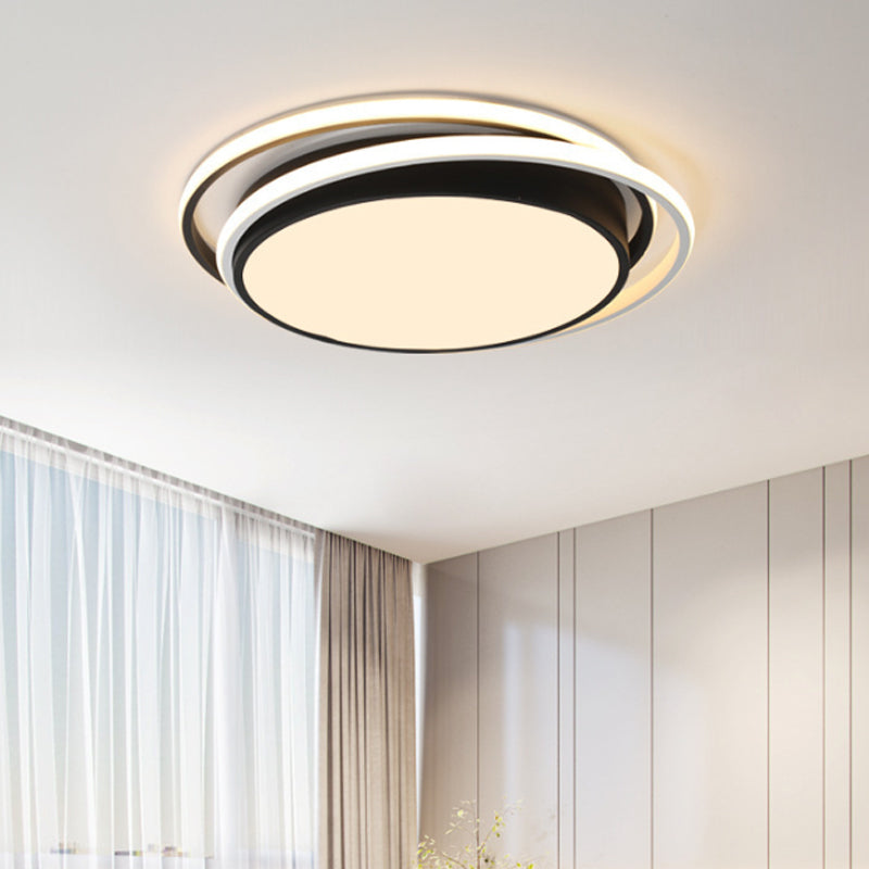 Black Square/Round/Rectangle Ceiling Flush Modern LED Acrylic Flushmount Lighting in Warm/White Light for Bedroom
