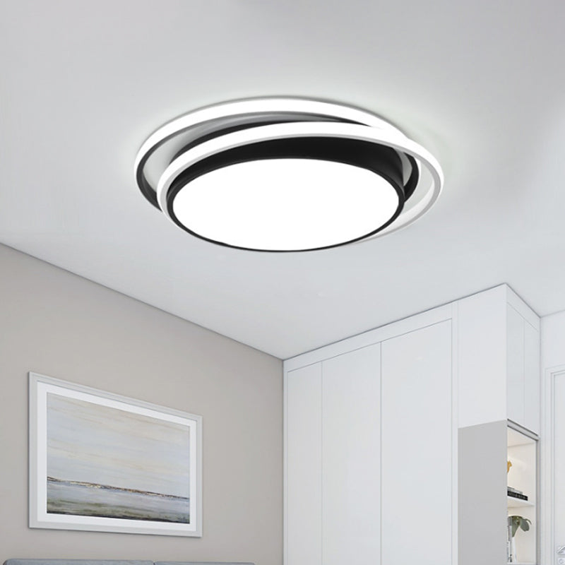 Black Square/Round/Rectangle Ceiling Flush Modern LED Acrylic Flushmount Lighting in Warm/White Light for Bedroom