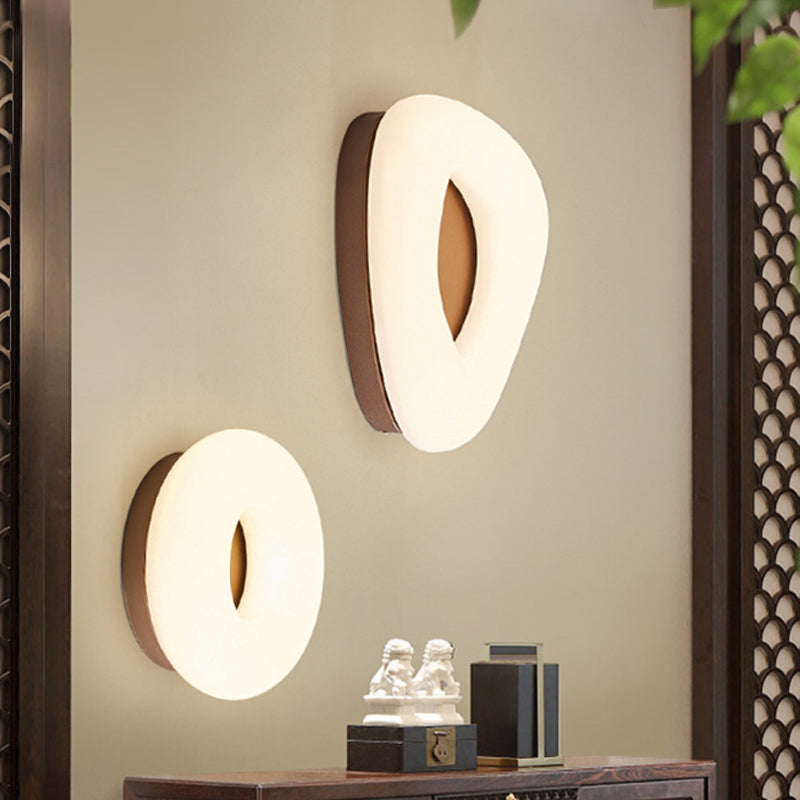 Corridor LED Ceiling Mount Light Minimal Grey/Coffee Flushmount with Round/Triangle Acrylic Shade