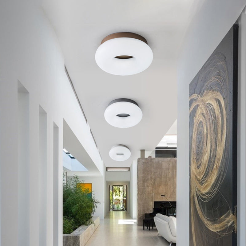 Corridor LED Ceiling Mount Light Minimal Grey/Coffee Flushmount with Round/Triangle Acrylic Shade