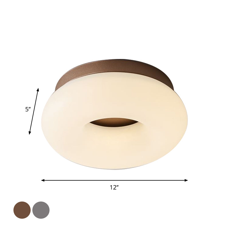 Corridor LED Ceiling Mount Light Minimal Grey/Coffee Flushmount with Round/Triangle Acrylic Shade