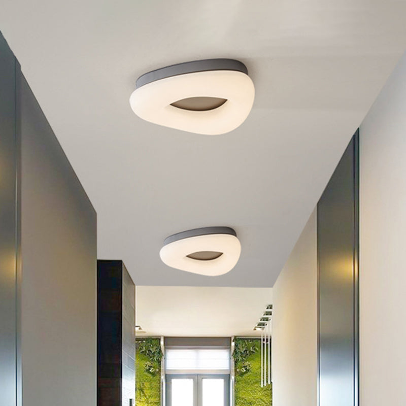 Corridor LED Ceiling Mount Light Minimal Grey/Coffee Flushmount with Round/Triangle Acrylic Shade