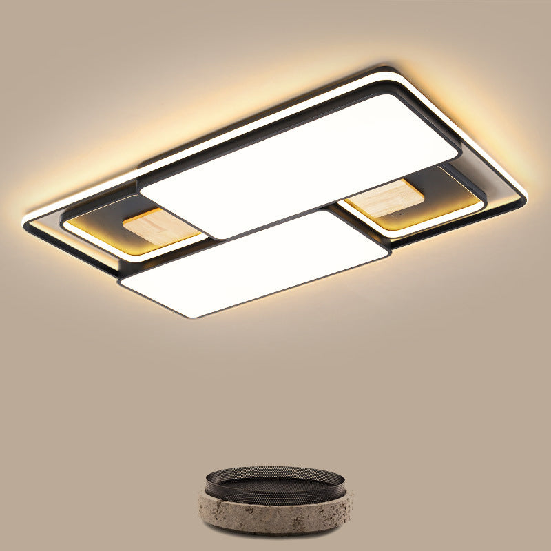 Rectangular/Square Ceiling Flush Light Minimalism Acrylic Bedroom LED Flushmount in Grey/Black, Warm/White Light