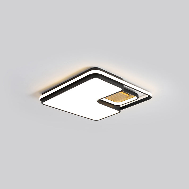 Rectangular/Square Ceiling Flush Light Minimalism Acrylic Bedroom LED Flushmount in Grey/Black, Warm/White Light
