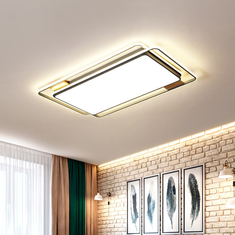 Acrylic Rectangle Flush Mount Fixture Simple Grey LED Close to Ceiling Lamp in Warm/White/3 Color Light, 37.5"/43" W