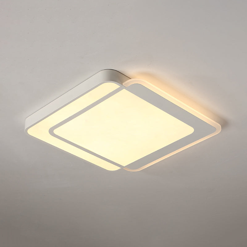 Square / Rettangolare Flush Massimale Light Minimo Acrilico White LED Flush - Mount Light Fixture in Warm / White/3 Color Light