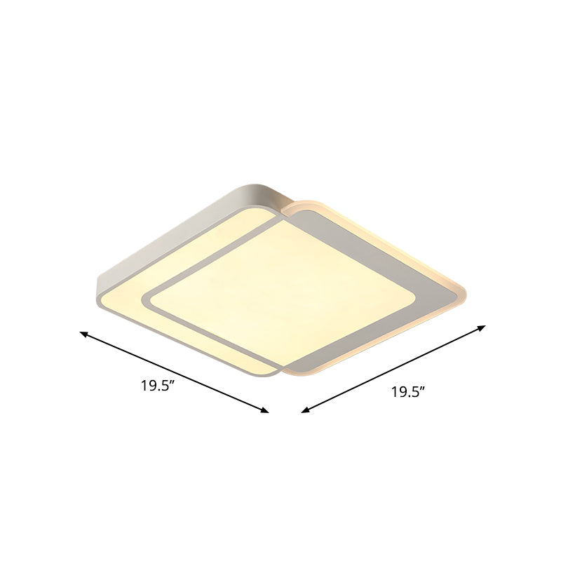 Square / Rettangolare Flush Massimale Light Minimo Acrilico White LED Flush - Mount Light Fixture in Warm / White/3 Color Light